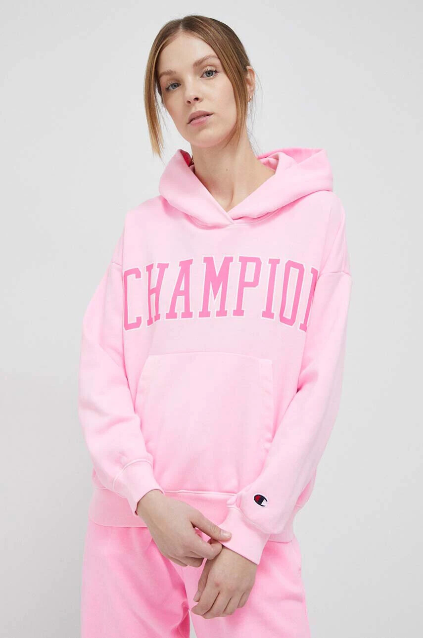 Champion Суичър в розово с качулка с десен - Pepit.bg