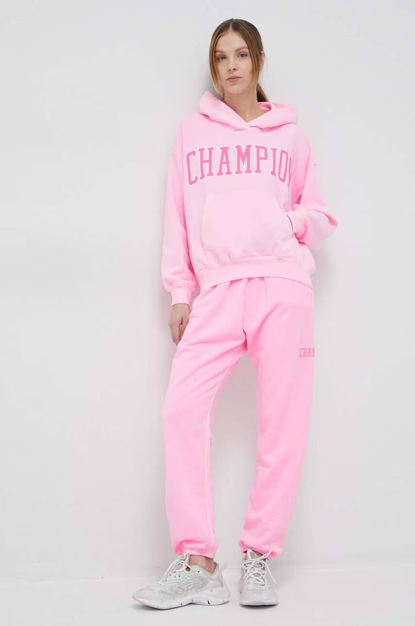 Champion Суичър в розово с качулка с десен - Pepit.bg