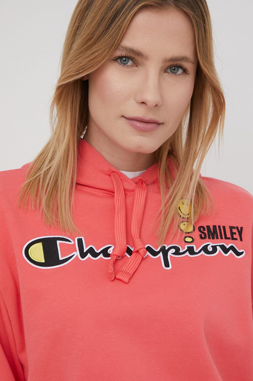 Champion Суичър X Smiley 115933 дамски в розово с апликация - Pepit.bg