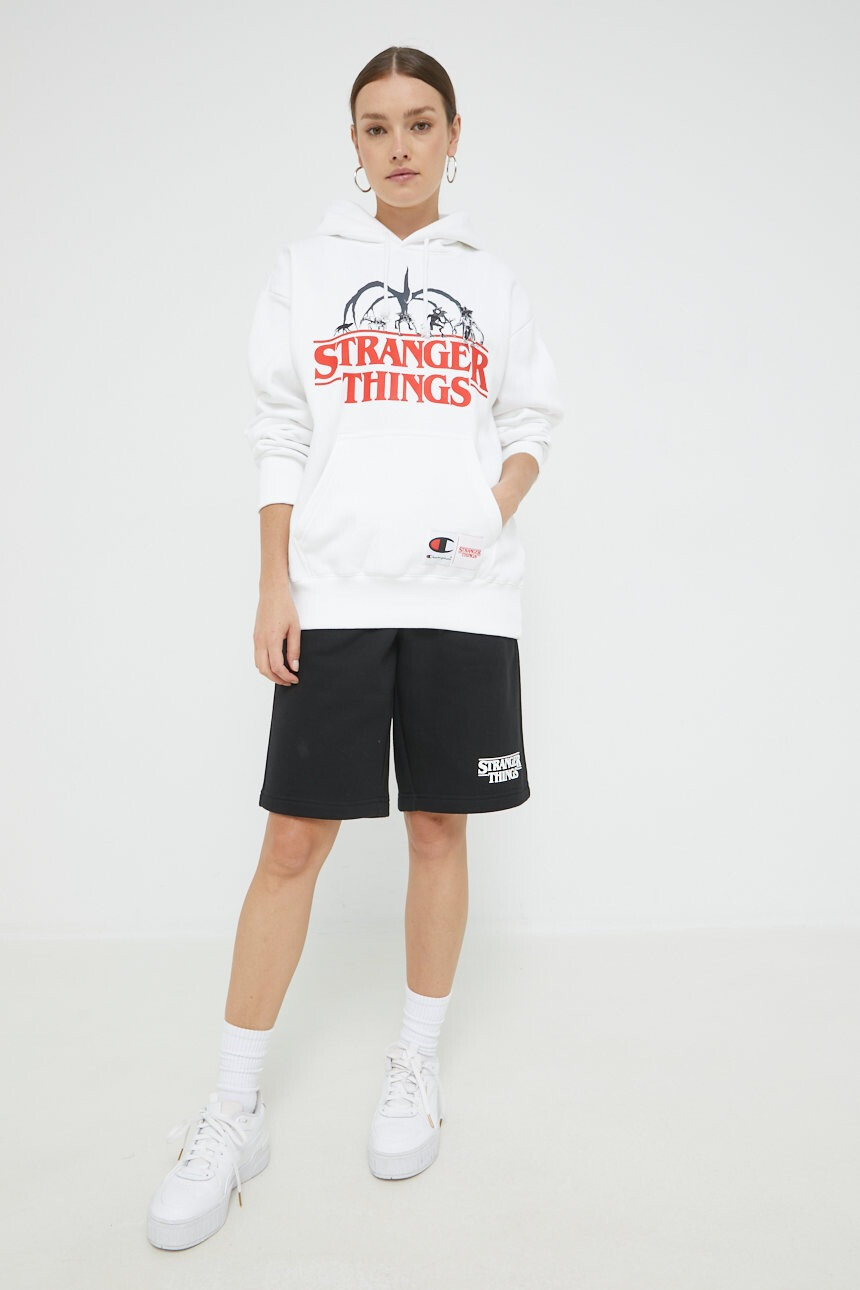 Champion Суичър Xstranger Things в бяло с принт - Pepit.bg