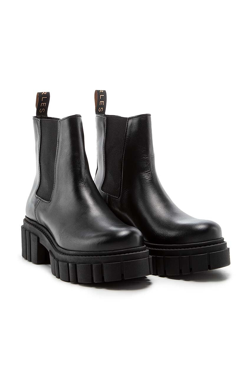 Charles Footwear Кожени боти челси в черно с платформа - Pepit.bg