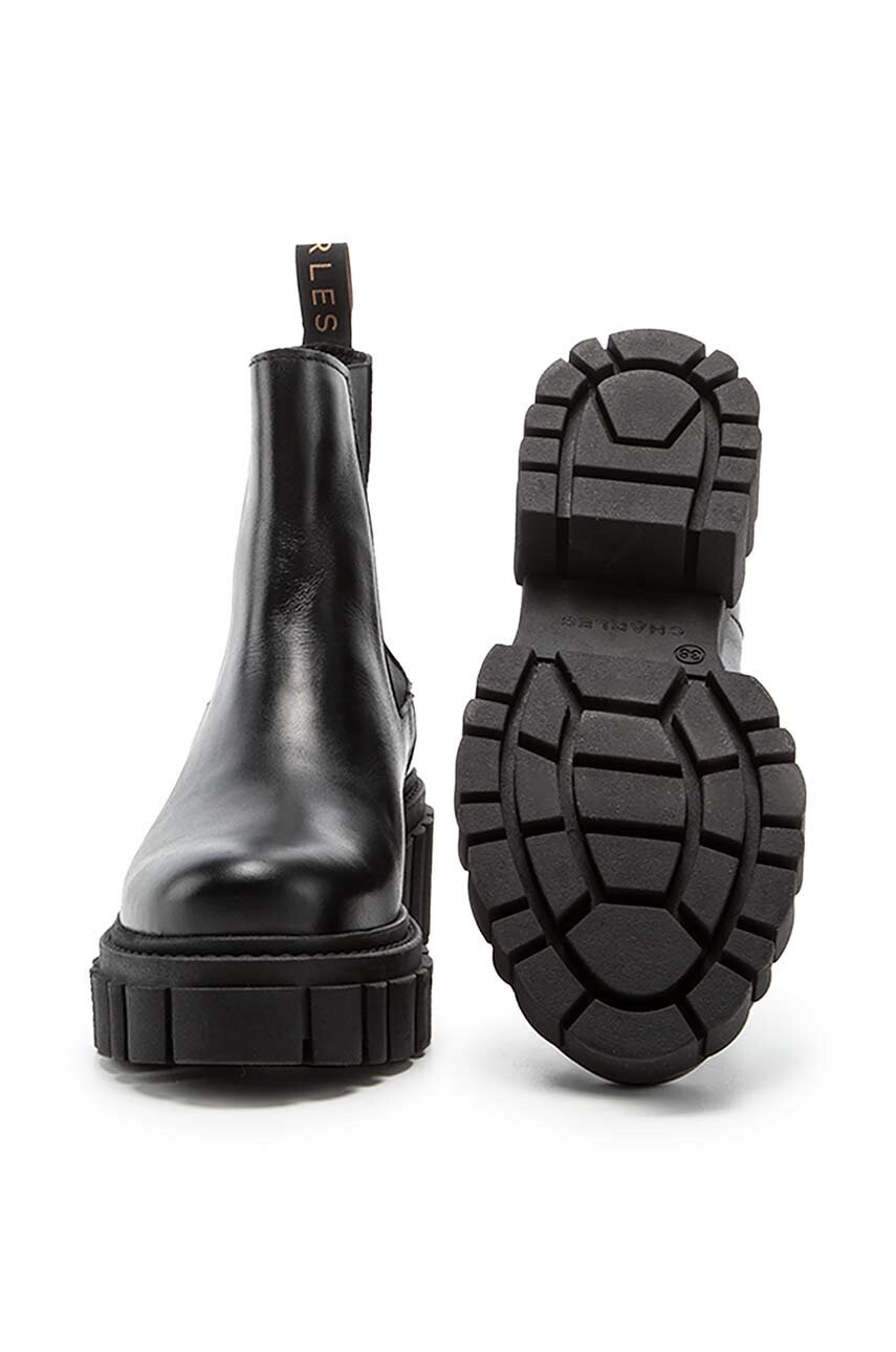 Charles Footwear Кожени боти челси в черно с платформа - Pepit.bg