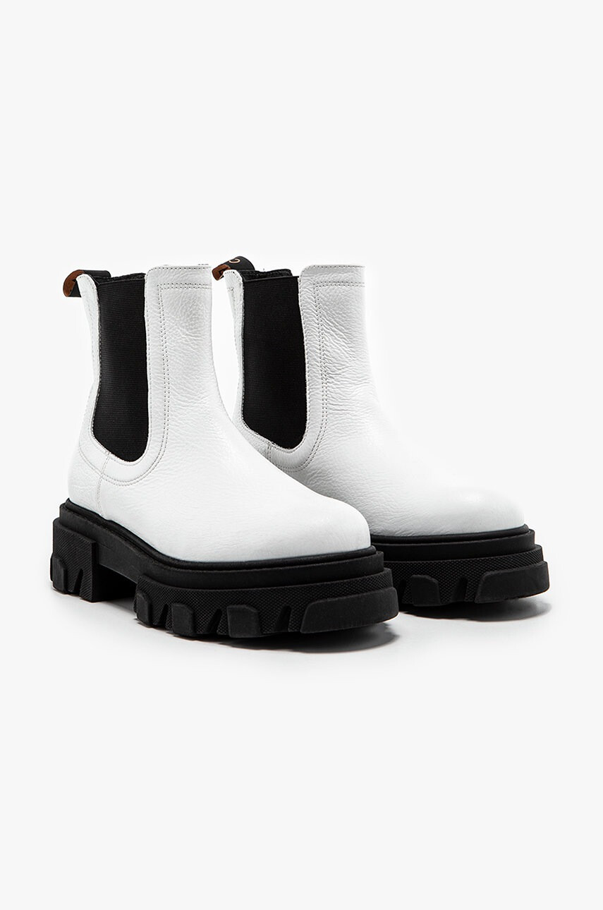 Charles Footwear Кожени боти челси в бяло с платформа - Pepit.bg