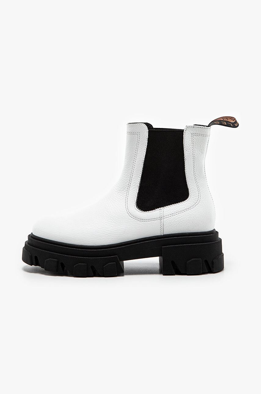 Charles Footwear Кожени боти челси в бяло с платформа - Pepit.bg