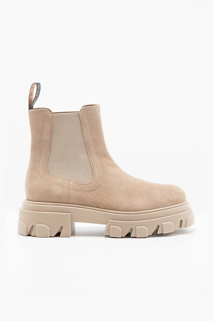 Charles Footwear Кожени боти челси в бежово с платформа - Pepit.bg