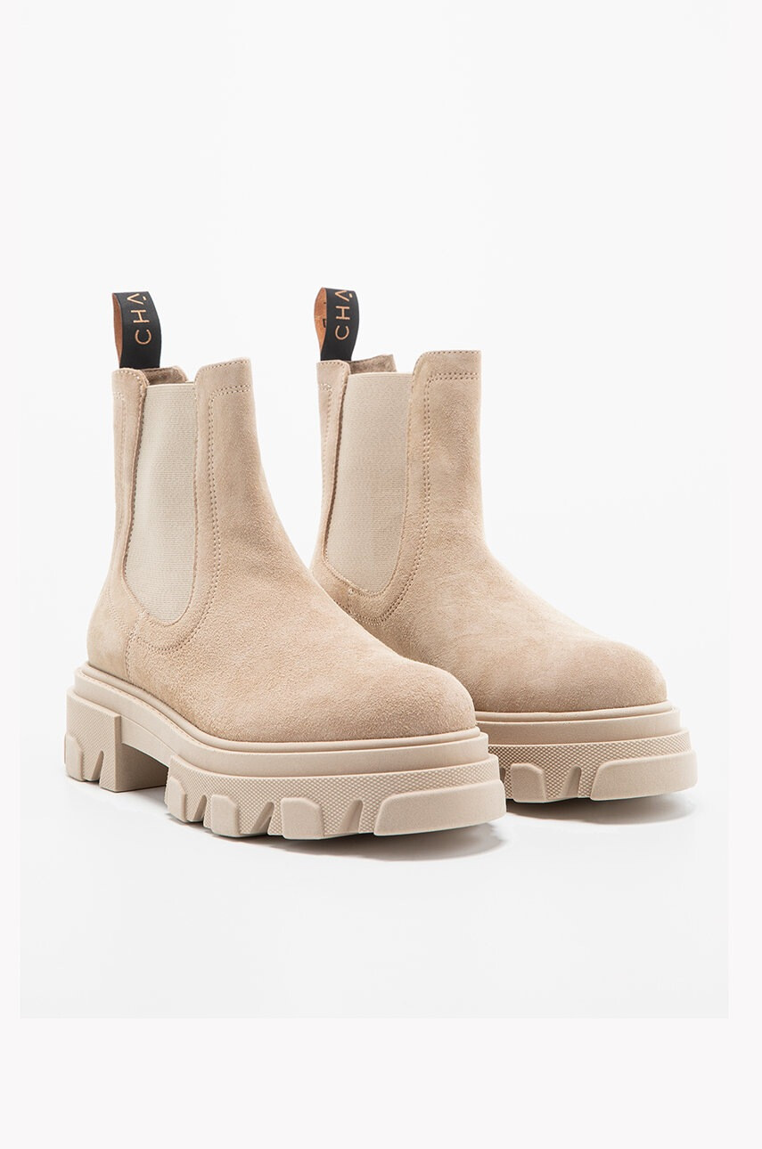 Charles Footwear Кожени боти челси в бежово с платформа - Pepit.bg