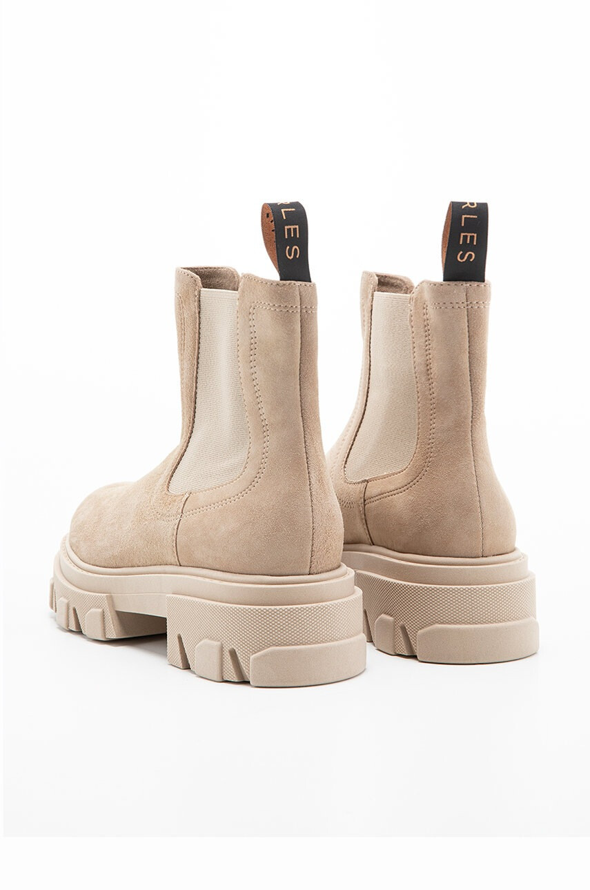 Charles Footwear Кожени боти челси в бежово с платформа - Pepit.bg
