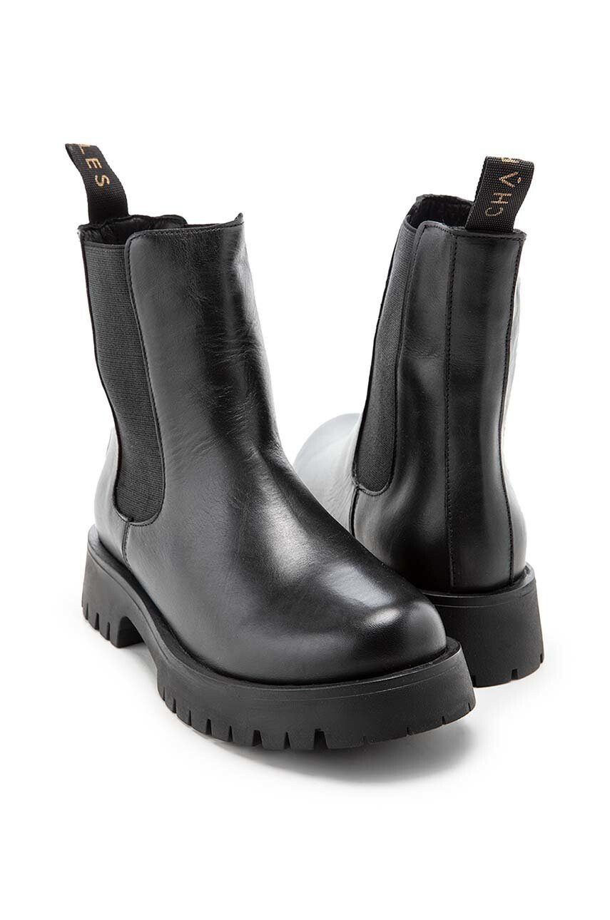 Charles Footwear Кожени боти челси Julie в черно с платформа - Pepit.bg