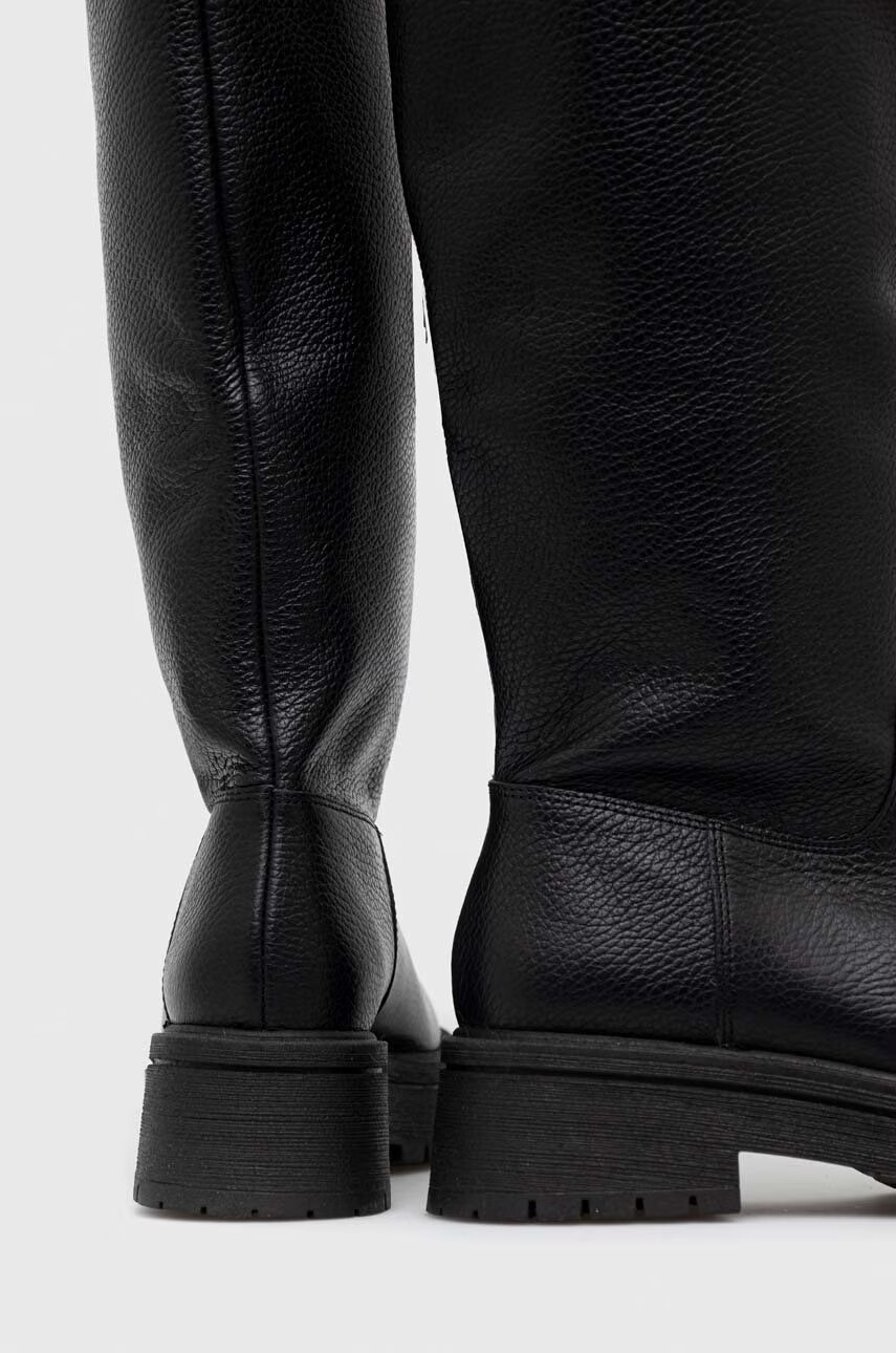 Charles Footwear Кожени ботуши Dora в черно с равна подметка - Pepit.bg