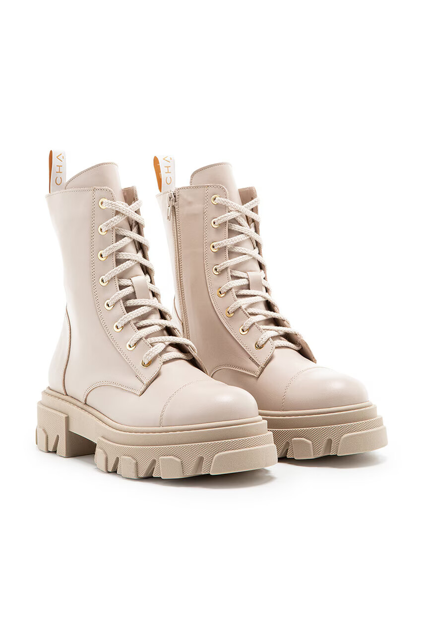 Charles Footwear Кожени кубинки в бежово с платформа - Pepit.bg