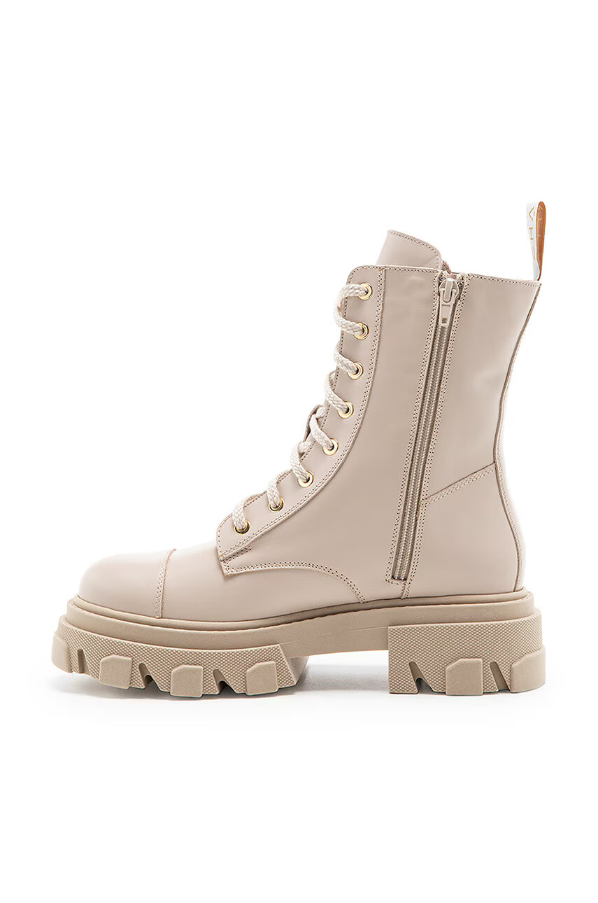 Charles Footwear Кожени кубинки в бежово с платформа - Pepit.bg