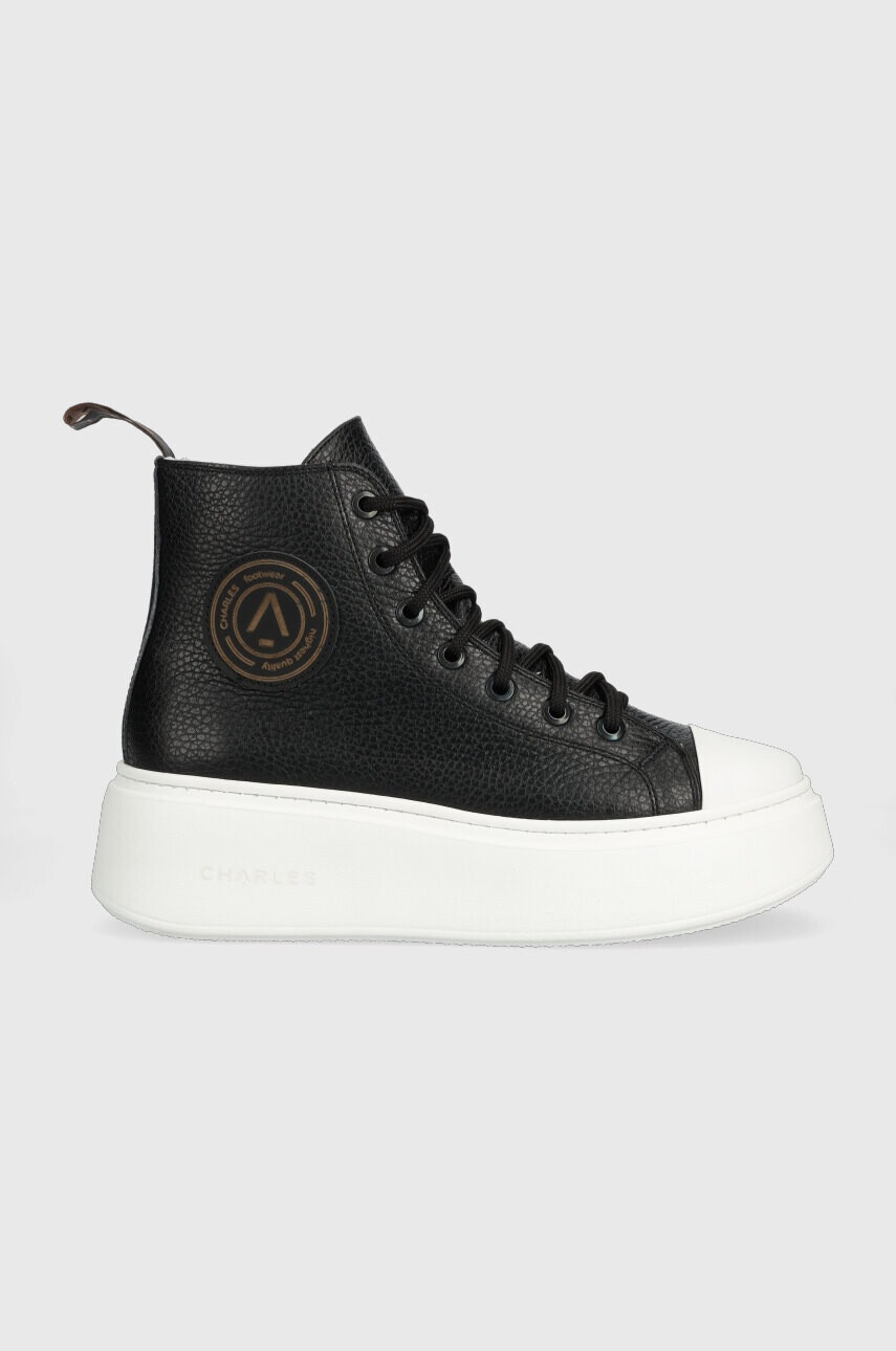 Charles Footwear Кожени маратонки Lara в черно - Pepit.bg