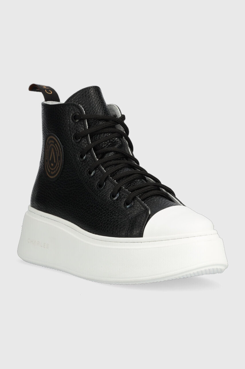 Charles Footwear Кожени маратонки Lara в черно - Pepit.bg