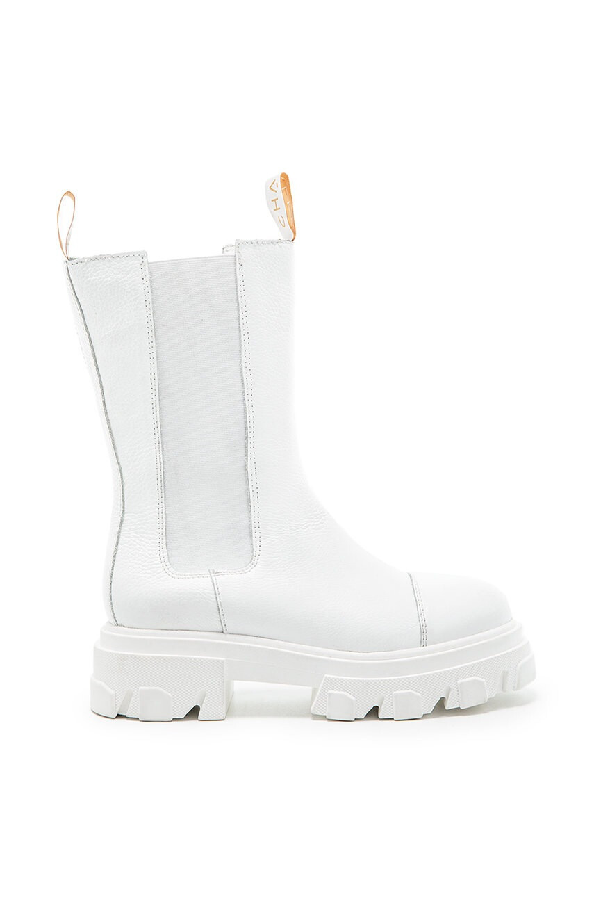Charles Footwear Велурени боти челси в бяло с платформа - Pepit.bg