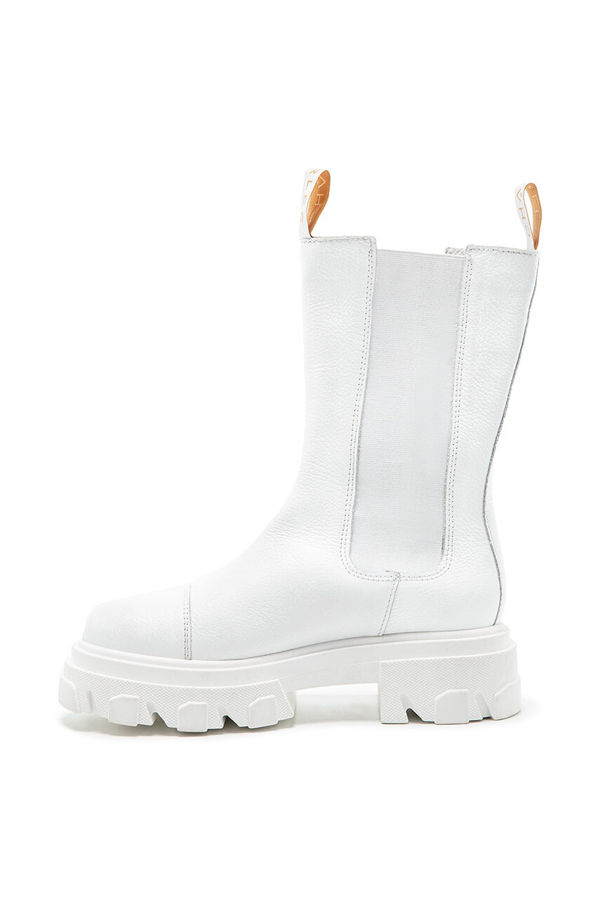 Charles Footwear Велурени боти челси в бяло с платформа - Pepit.bg