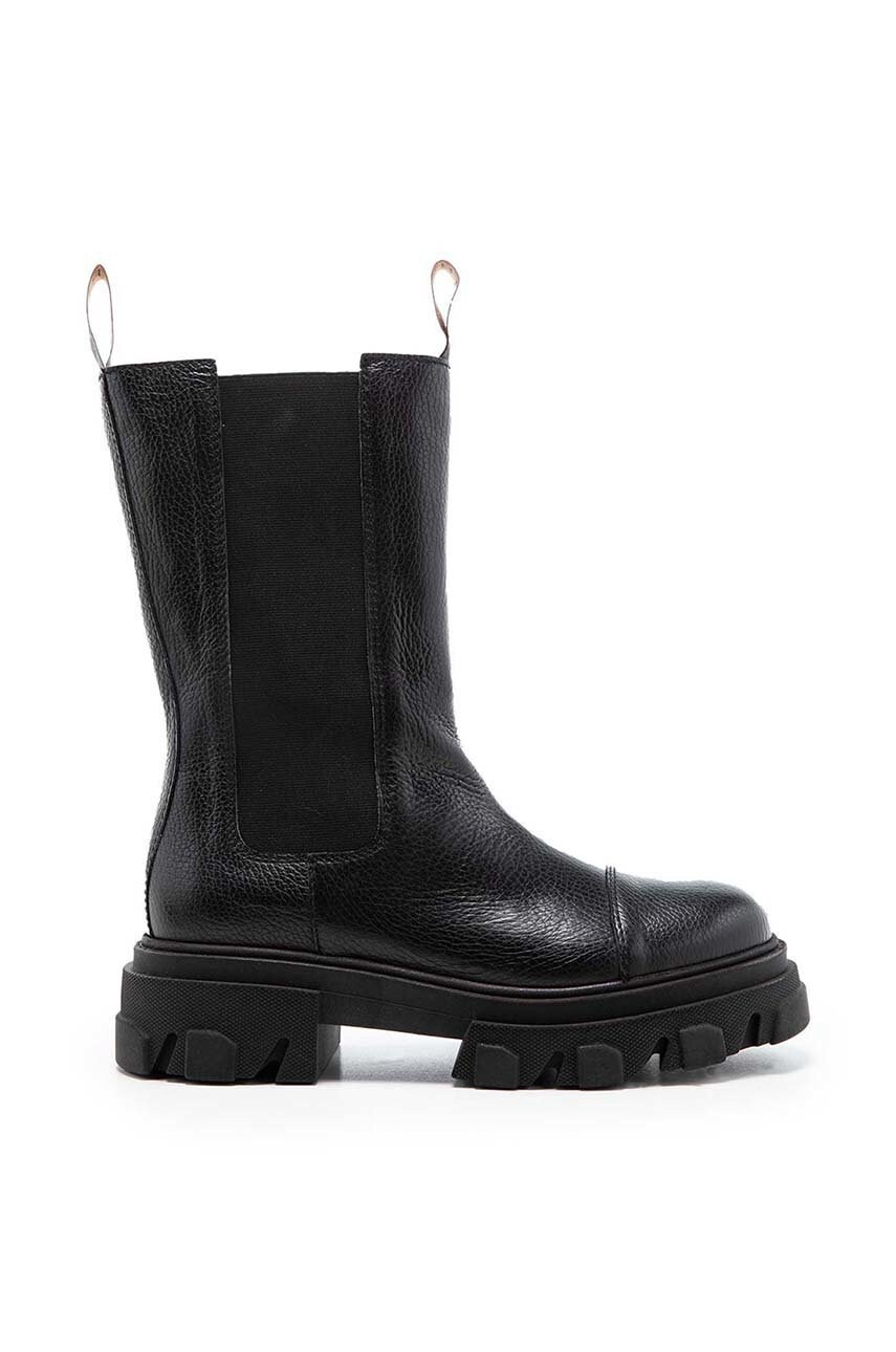 Charles Footwear Велурени боти челси в бежово с платформа - Pepit.bg