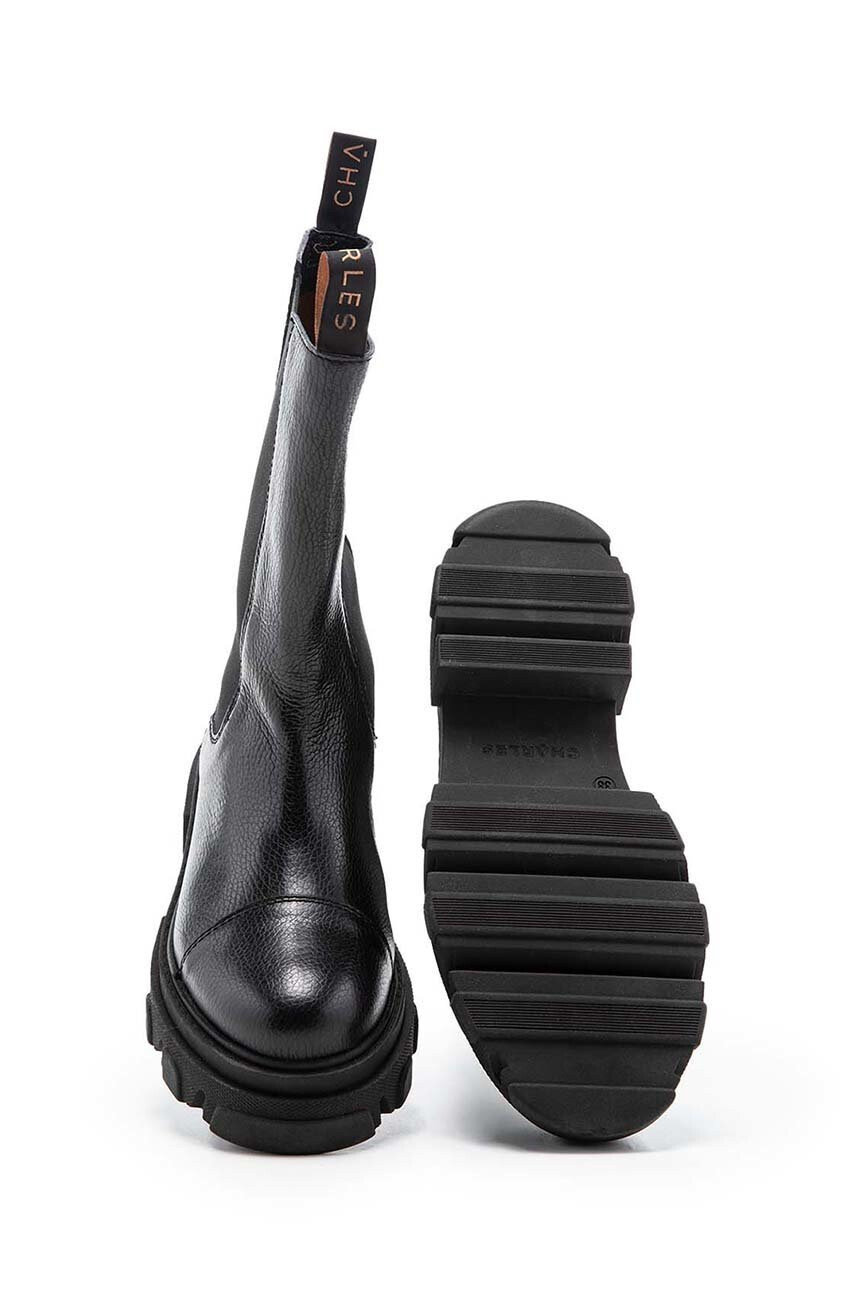 Charles Footwear Велурени боти челси в бежово с платформа - Pepit.bg