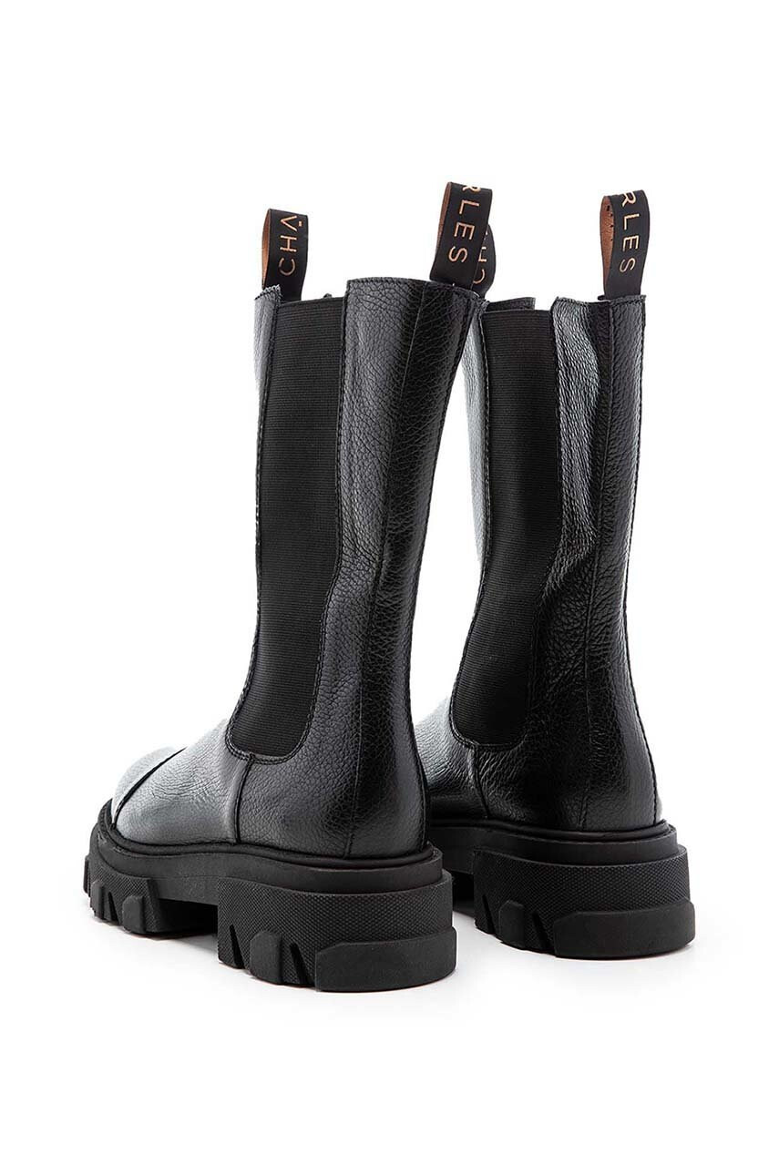 Charles Footwear Велурени боти челси в бежово с платформа - Pepit.bg