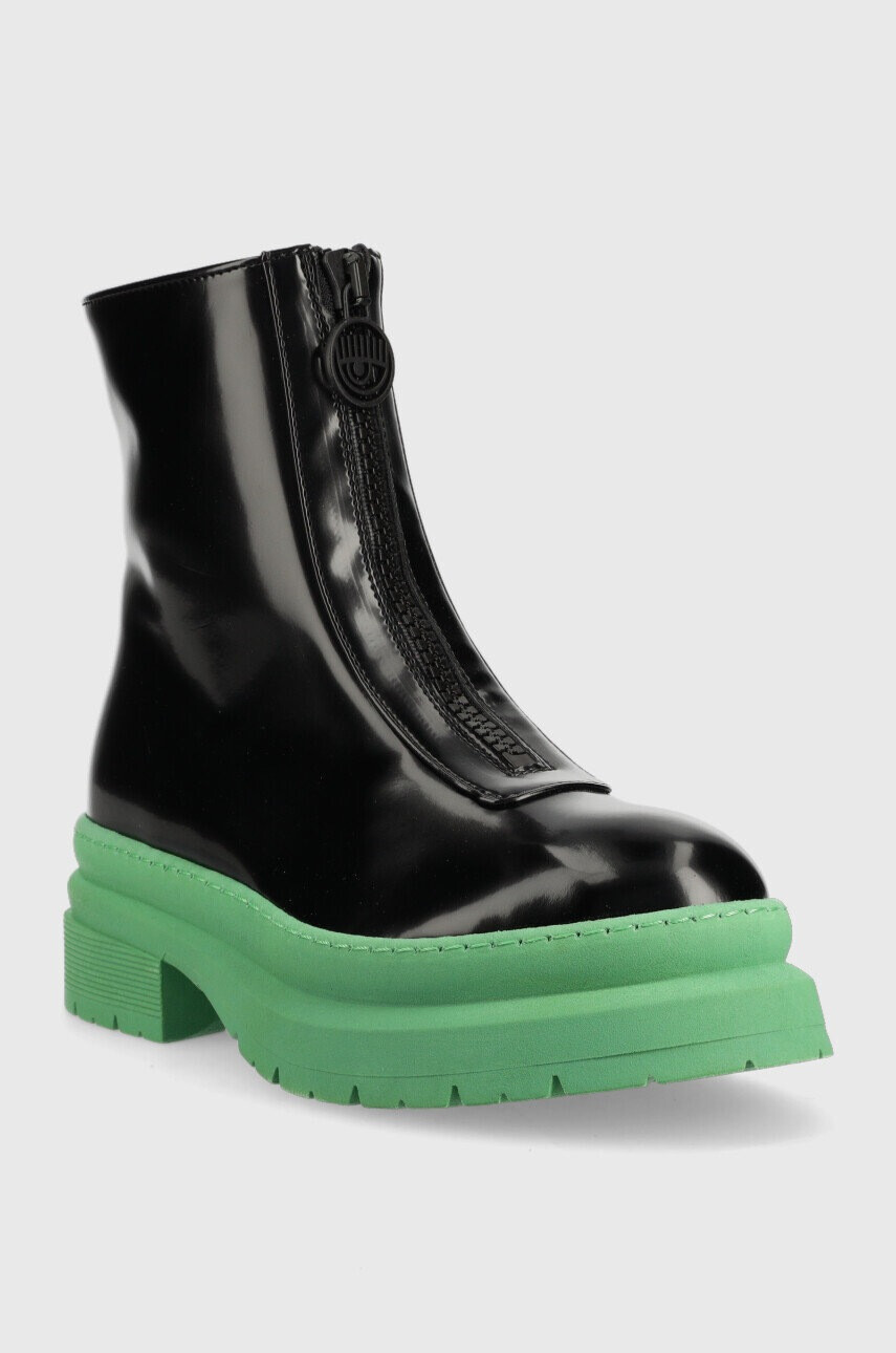 Chiara Ferragni Боти Cf Gummy Vegan дамски в черно с платформа - Pepit.bg