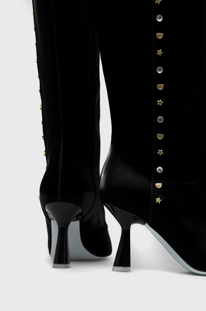 Chiara Ferragni Ботуши Cf Heel Wide в черно с ток стилето - Pepit.bg