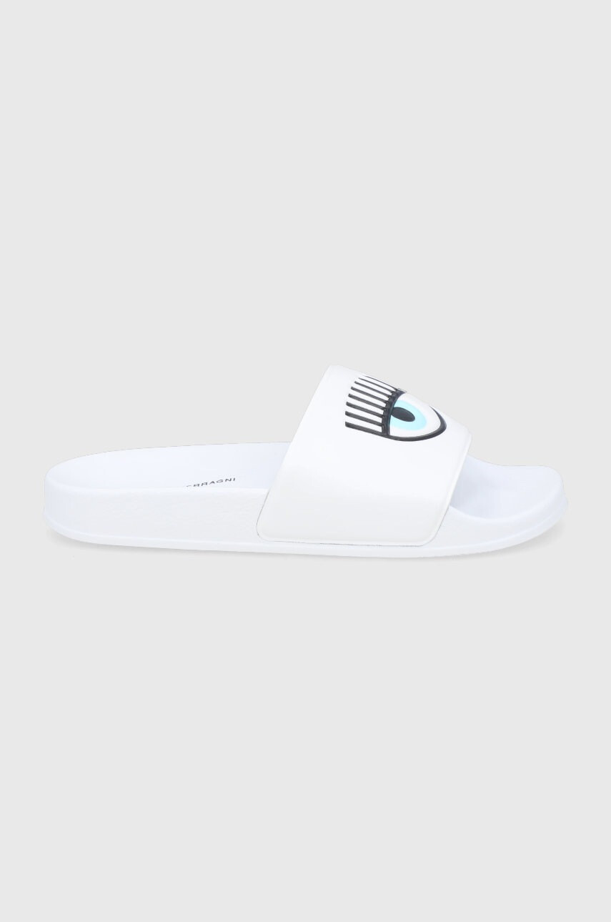Chiara Ferragni Чехли Sliders Eyestar дамски в бяло - Pepit.bg