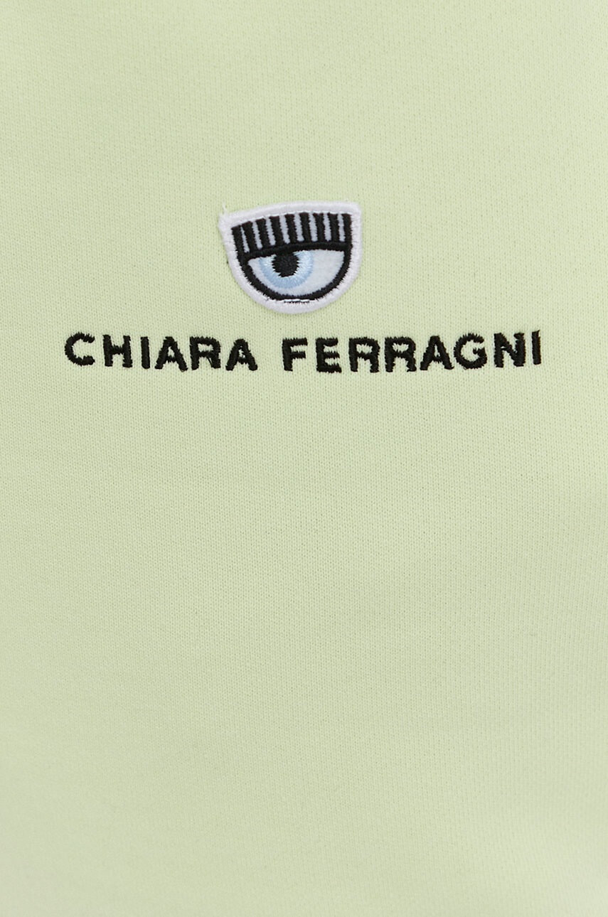 Chiara Ferragni Памучен панталон дамско в зелено с апликация - Pepit.bg