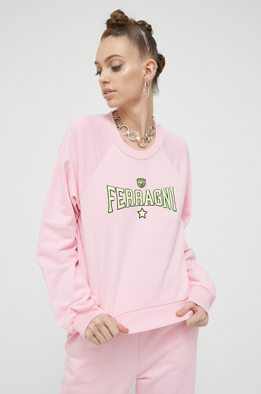 Chiara Ferragni Суичър в розово с апликация - Pepit.bg