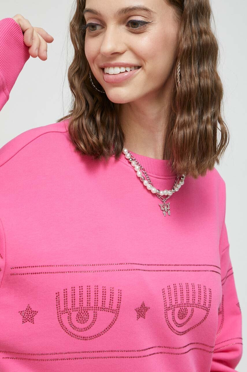 Chiara Ferragni Суичър Maxi Logomania в розово с апликация - Pepit.bg