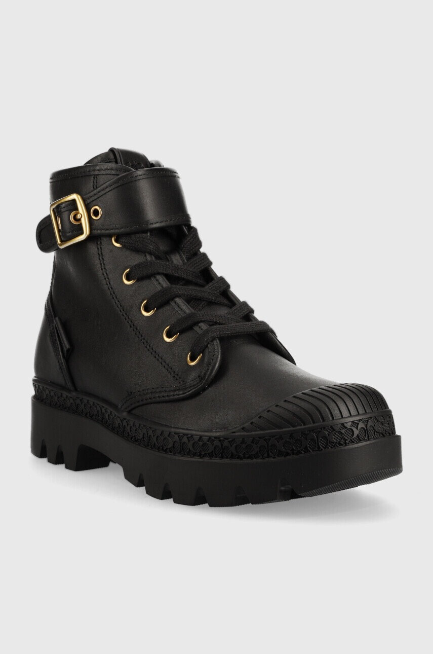 Coach Кожени кубинки Trooper дамски в черно с платформа CB068 - Pepit.bg