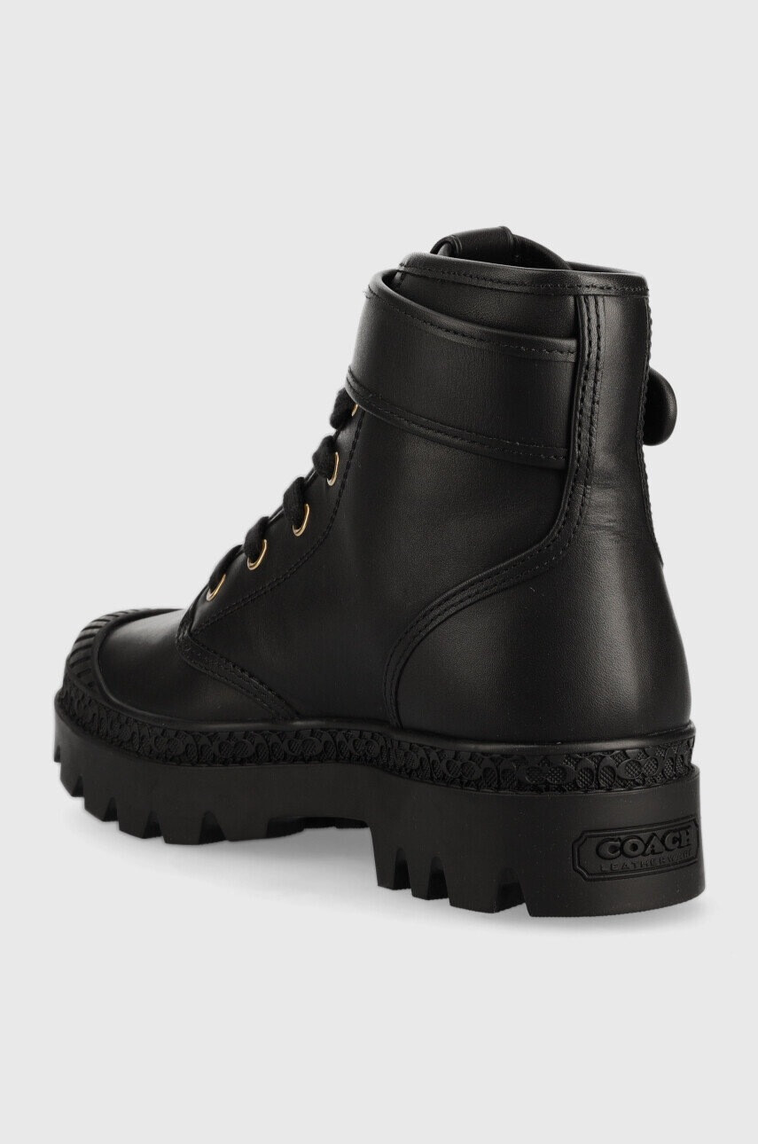 Coach Кожени кубинки Trooper дамски в черно с платформа CB068 - Pepit.bg