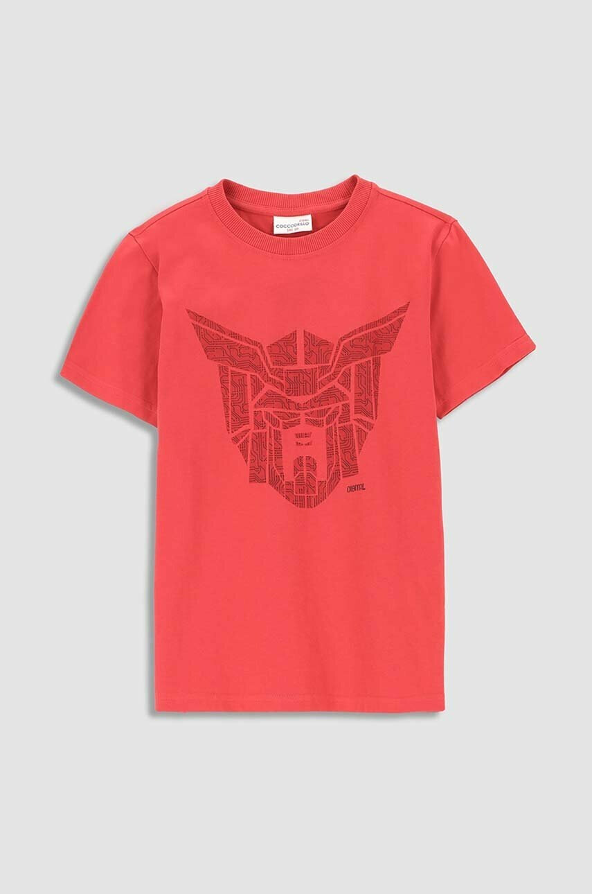 Coccodrillo Детска памучна тениска в червено с принт - Pepit.bg