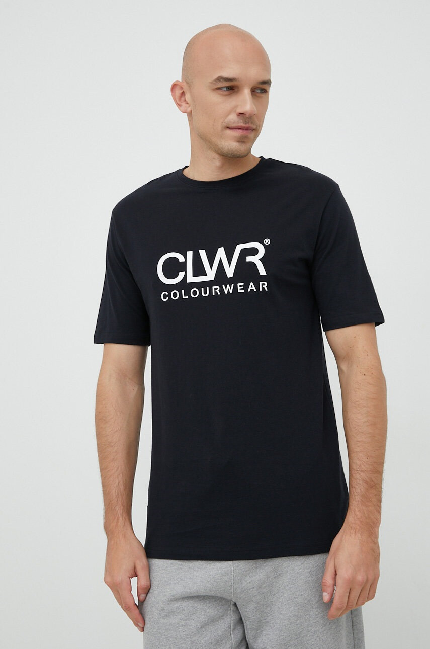 Colourwear Памучна тениска в черно с принт - Pepit.bg