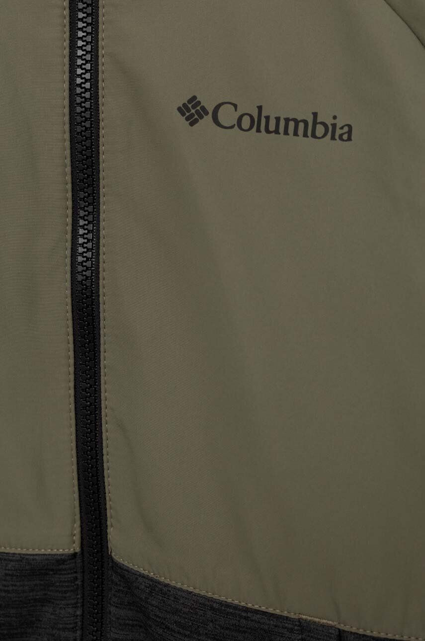 Columbia Детски суичър Out-Shield Dry Fleece Full Zip в зелено с качулка с десен Stone Green Bl - Pepit.bg