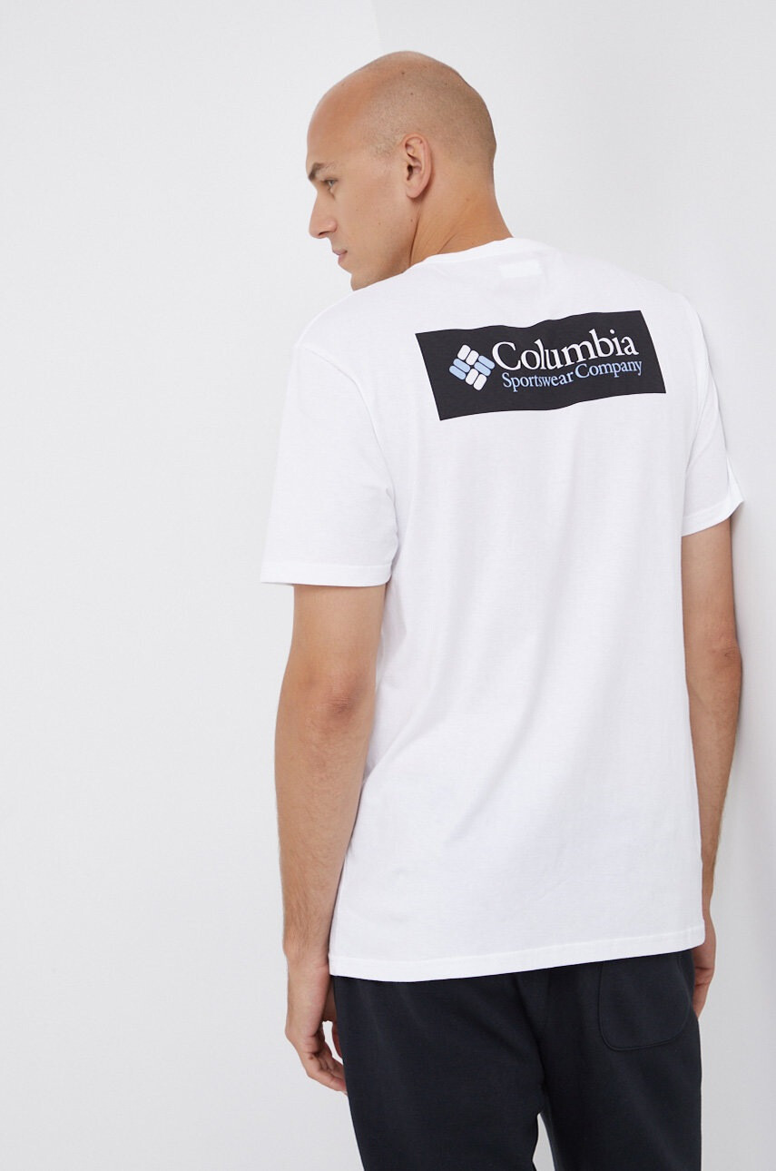 Columbia Памучна тениска в бяло с принт - Pepit.bg