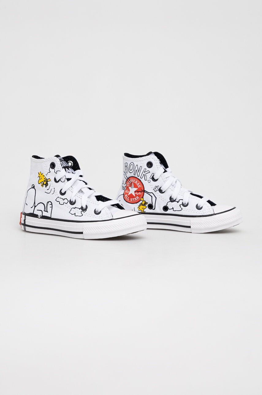 Converse Детски високи кецове Peanuts Chuck Taylor All Star в бяло - Pepit.bg