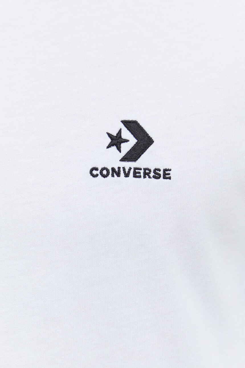 Converse Памучна блуза с дълги ръкави в бяло с изчистен дизайн - Pepit.bg