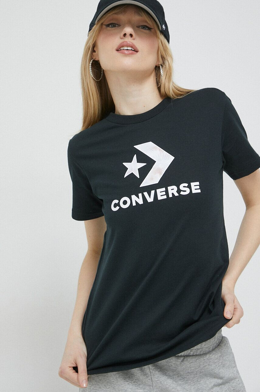 Converse Памучна тениска в черно - Pepit.bg