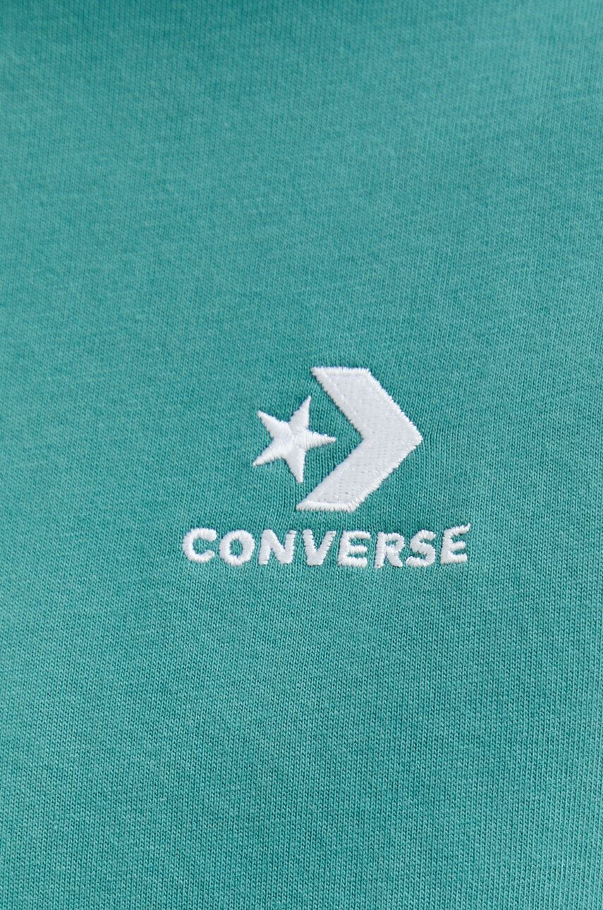 Converse Памучна тениска в тюркоазено с изчистен дизайн - Pepit.bg