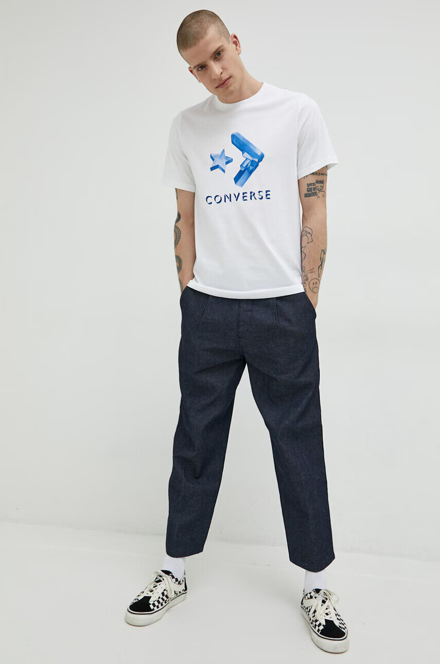 Converse Памучна тениска в бяло с принт - Pepit.bg