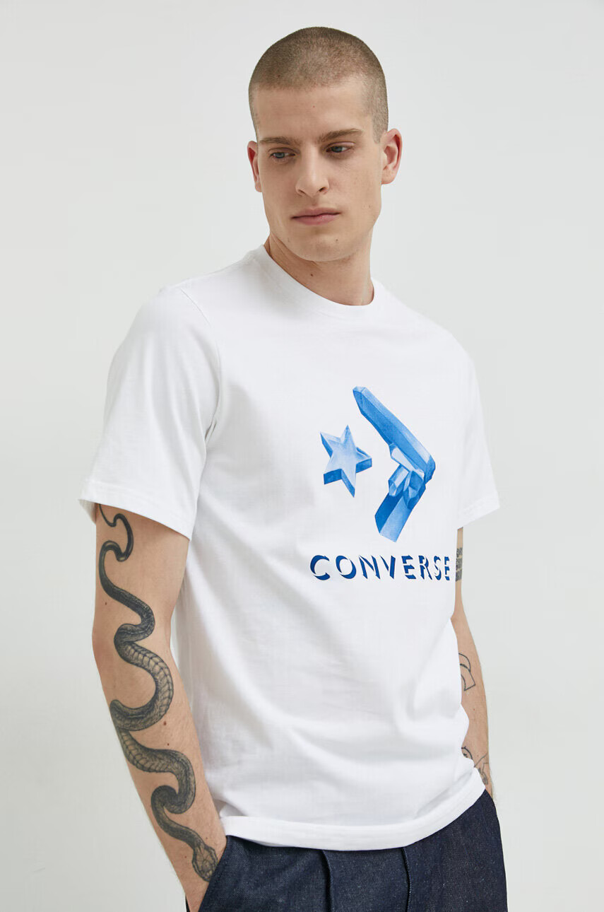 Converse Памучна тениска в бяло с принт - Pepit.bg