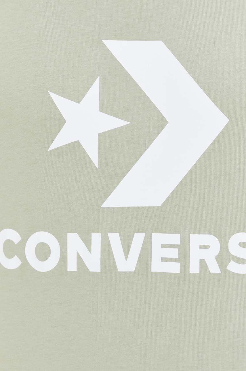 Converse Памучна тениска в зелено с принт - Pepit.bg