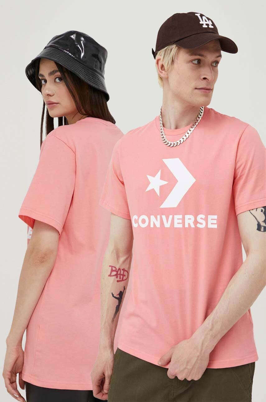 Converse Памучна тениска в розово с принт - Pepit.bg