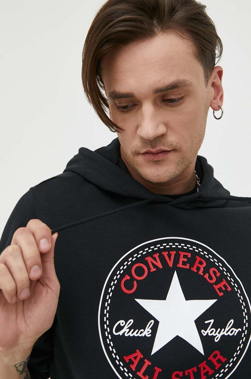 Converse Суичър в черно с качулка с принт - Pepit.bg