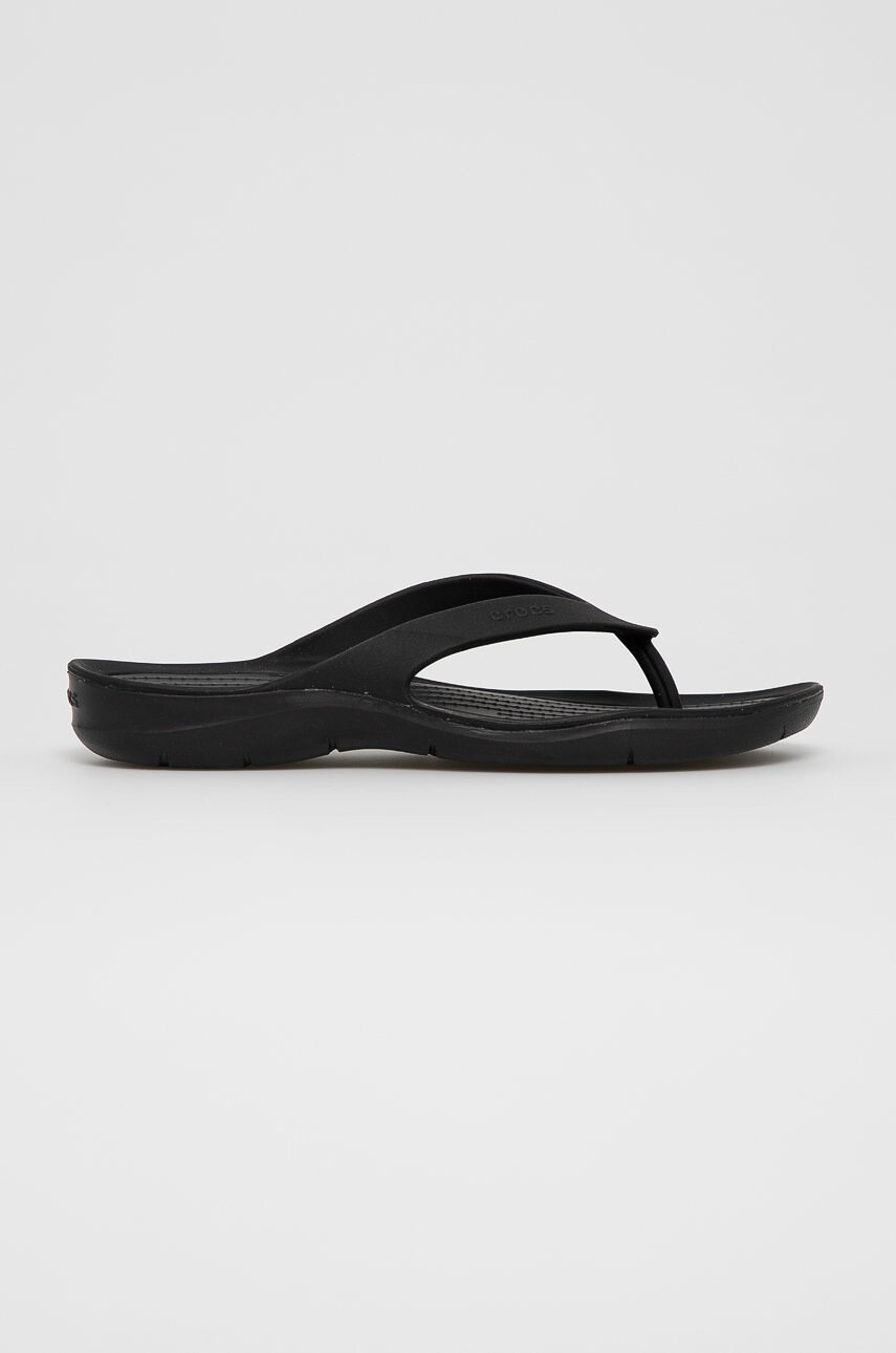 Crocs Джапанки дамски в черно с равна подметка - Pepit.bg
