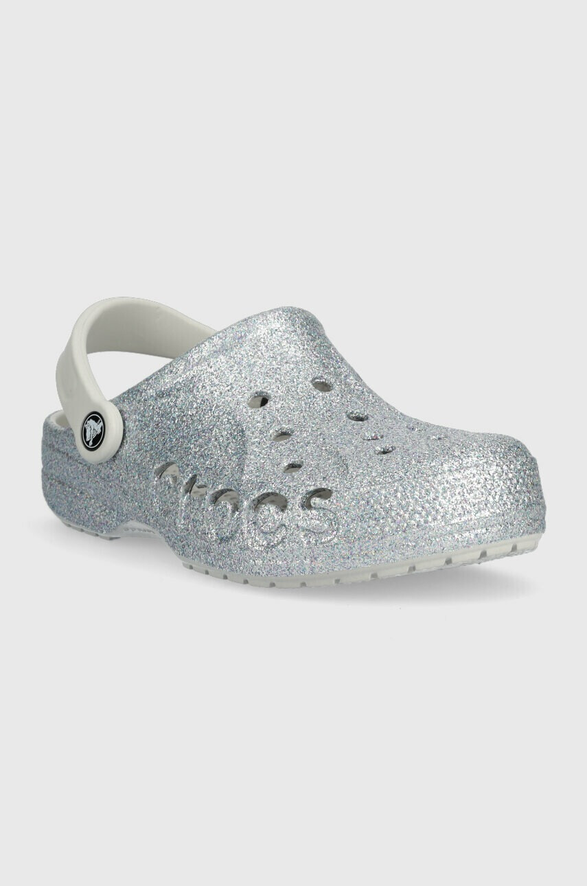 Crocs Чехли BAYA GLITTER CLOG в сребристо 205925 - Pepit.bg
