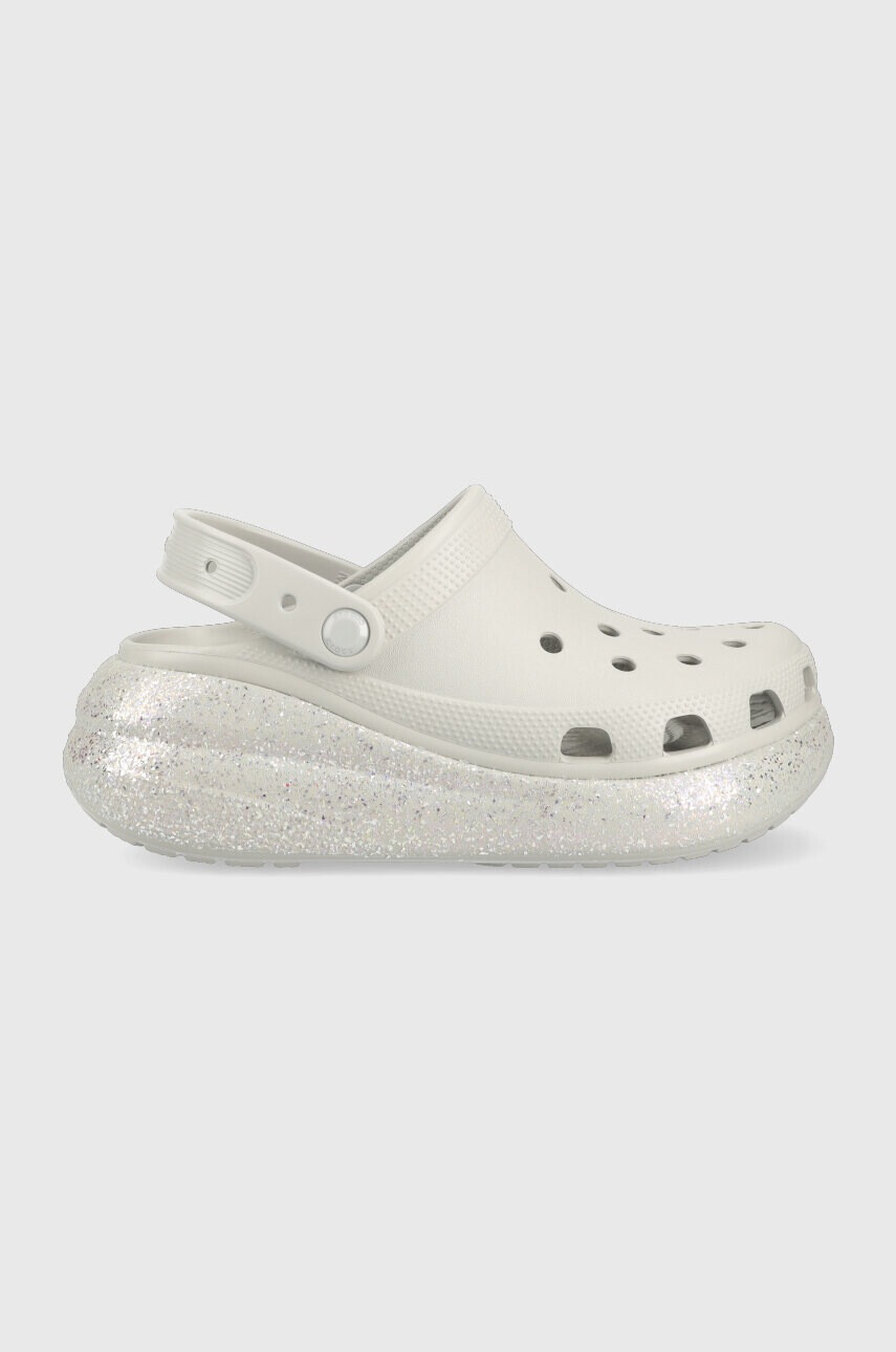 Crocs Чехли Classic Crush Glitter Clog в сиво с платформа 208256 - Pepit.bg