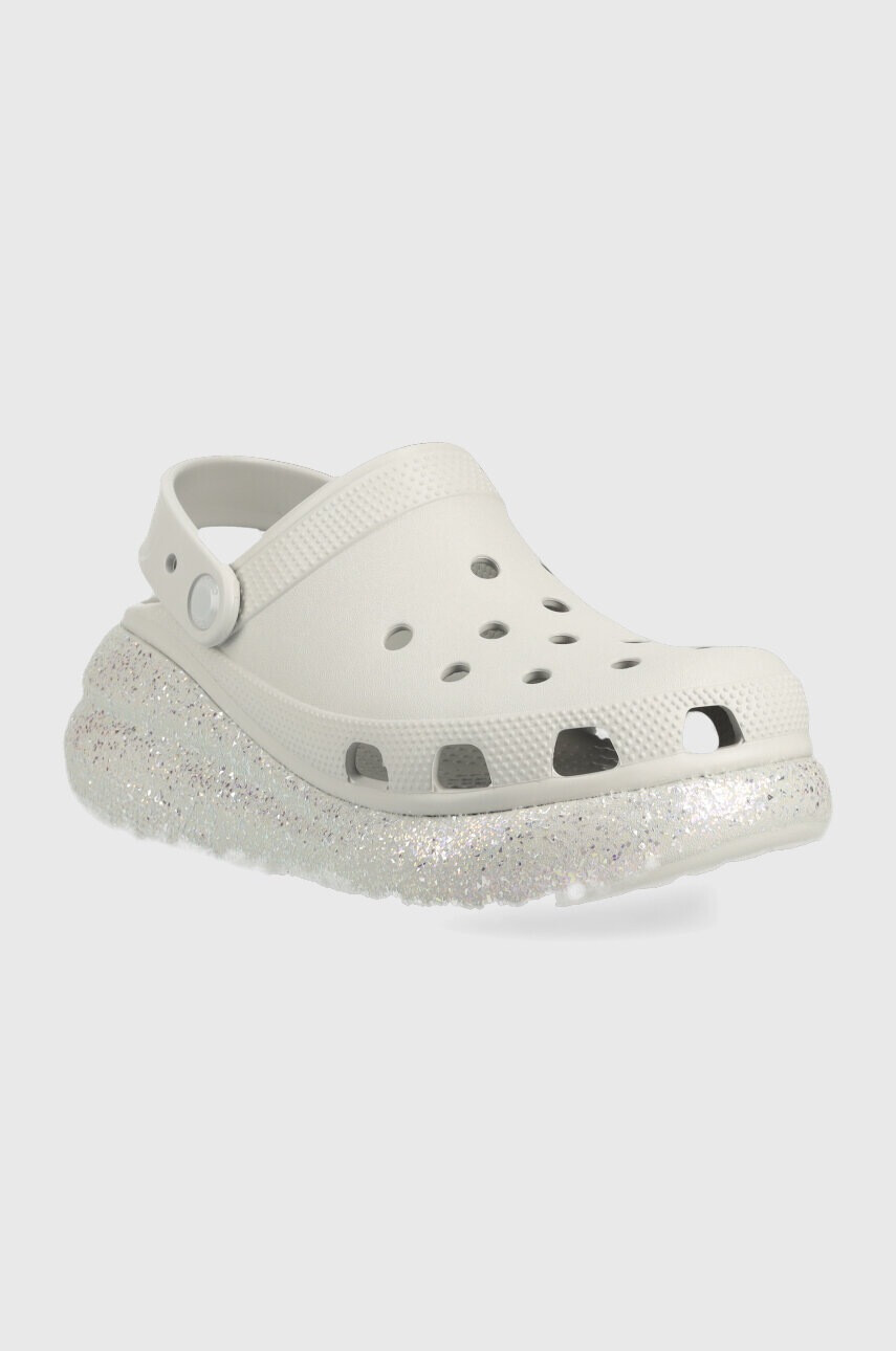 Crocs Чехли Classic Crush Glitter Clog в сиво с платформа 208256 - Pepit.bg