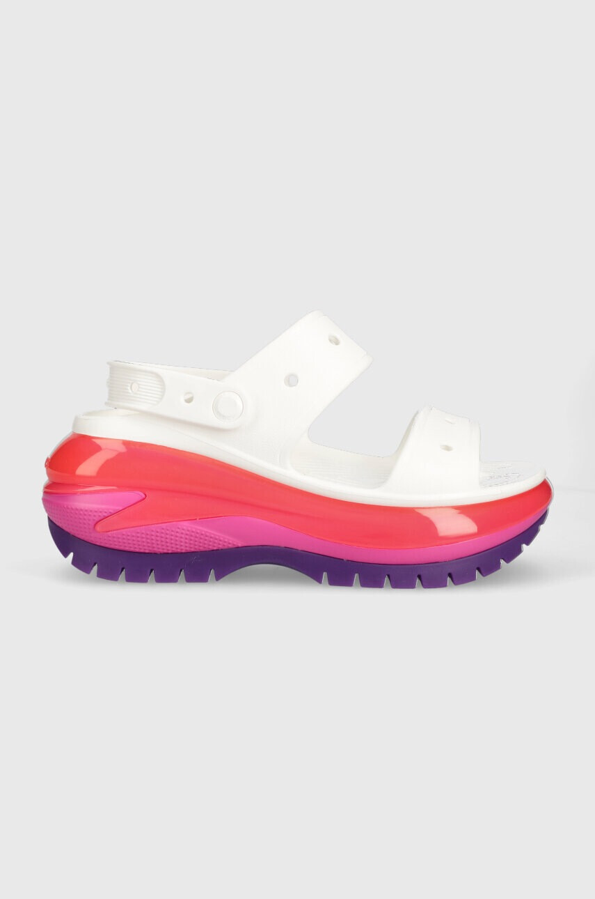 Crocs Чехли Classic Mega Crush Sandal в бяло с платформа 207989 - Pepit.bg