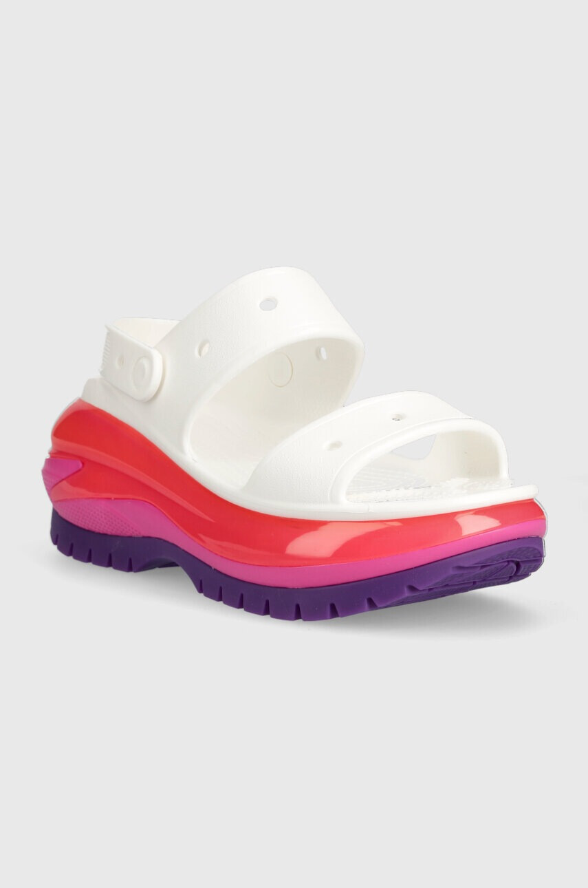 Crocs Чехли Classic Mega Crush Sandal в бяло с платформа 207989 - Pepit.bg