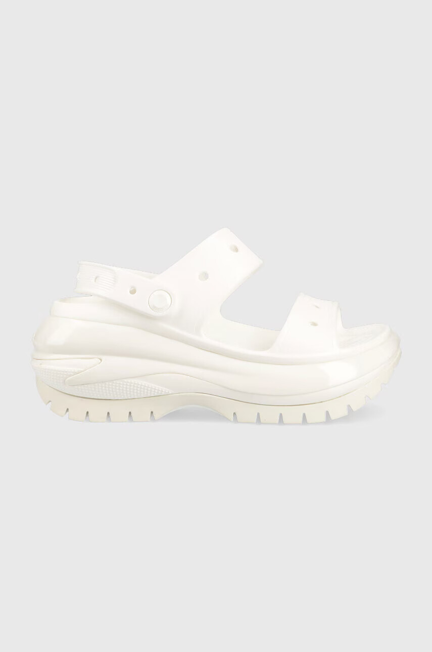 Crocs Чехли Classic Mega Crush Sandal в бяло с платформа 207989 - Pepit.bg